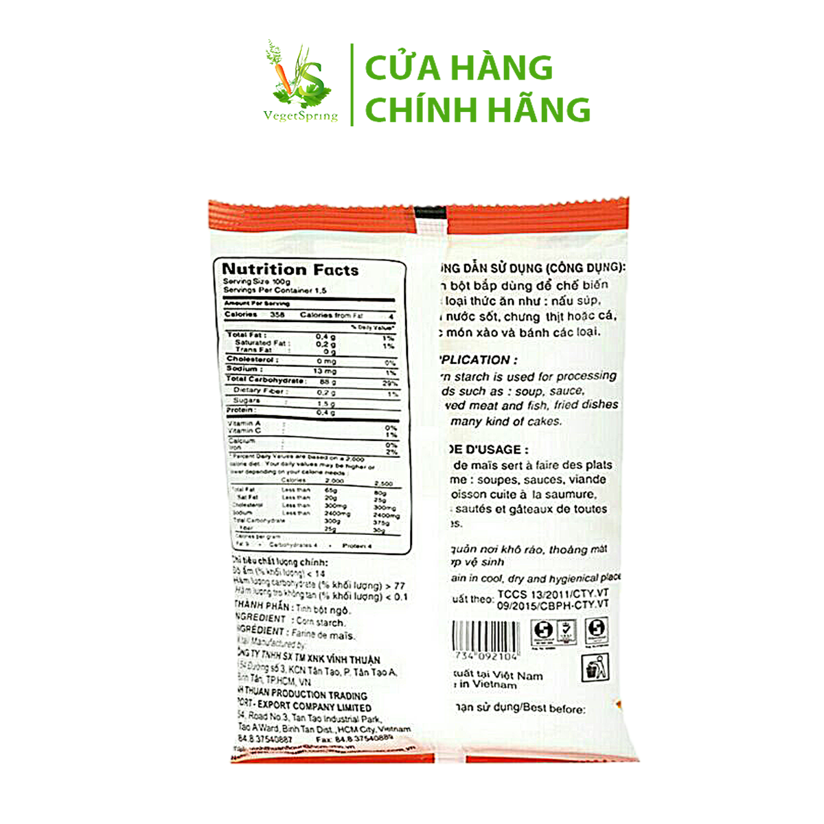Bột Bắp Vĩnh Thuận 150g/400g