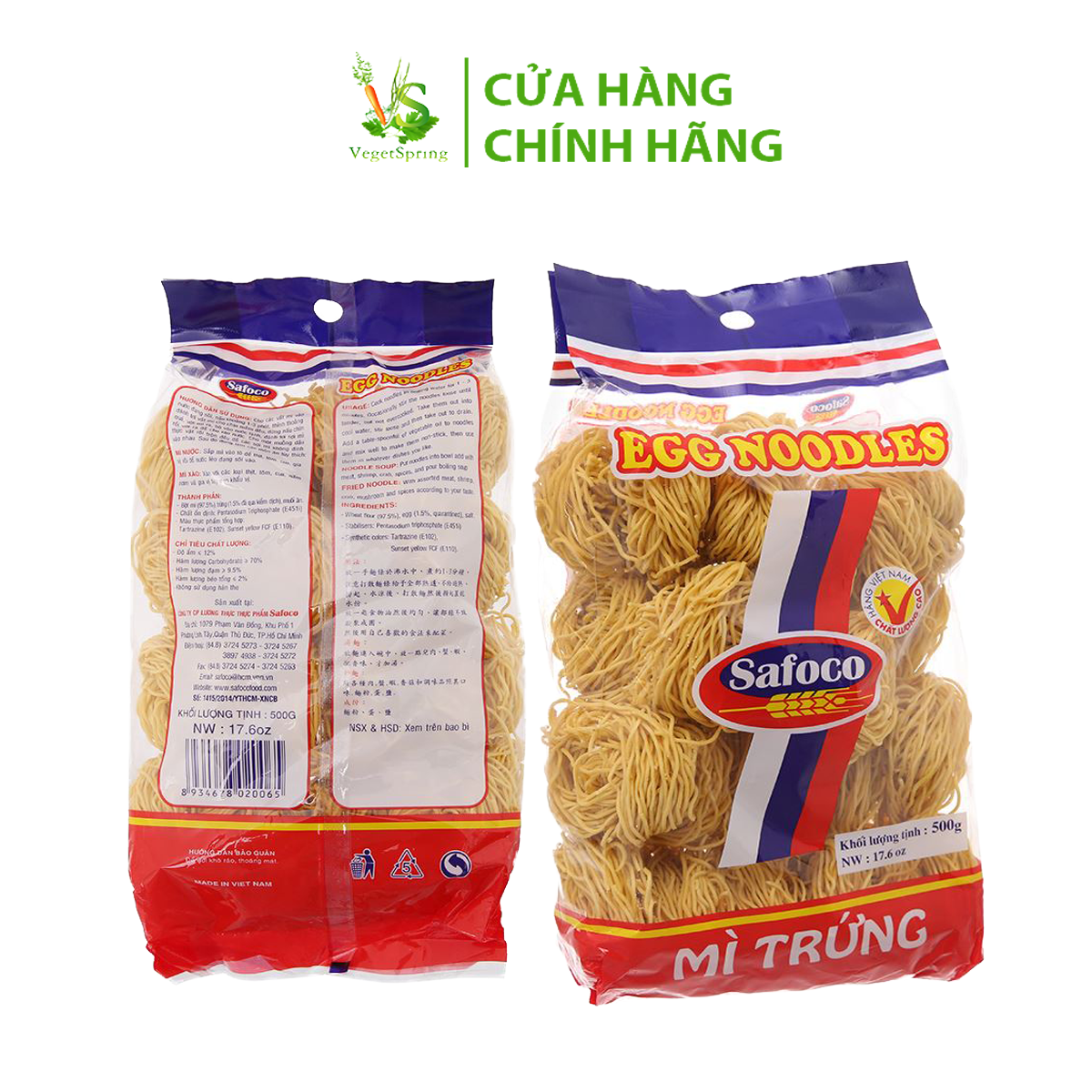 Mì Trứng Khô Safoco 400g/500g