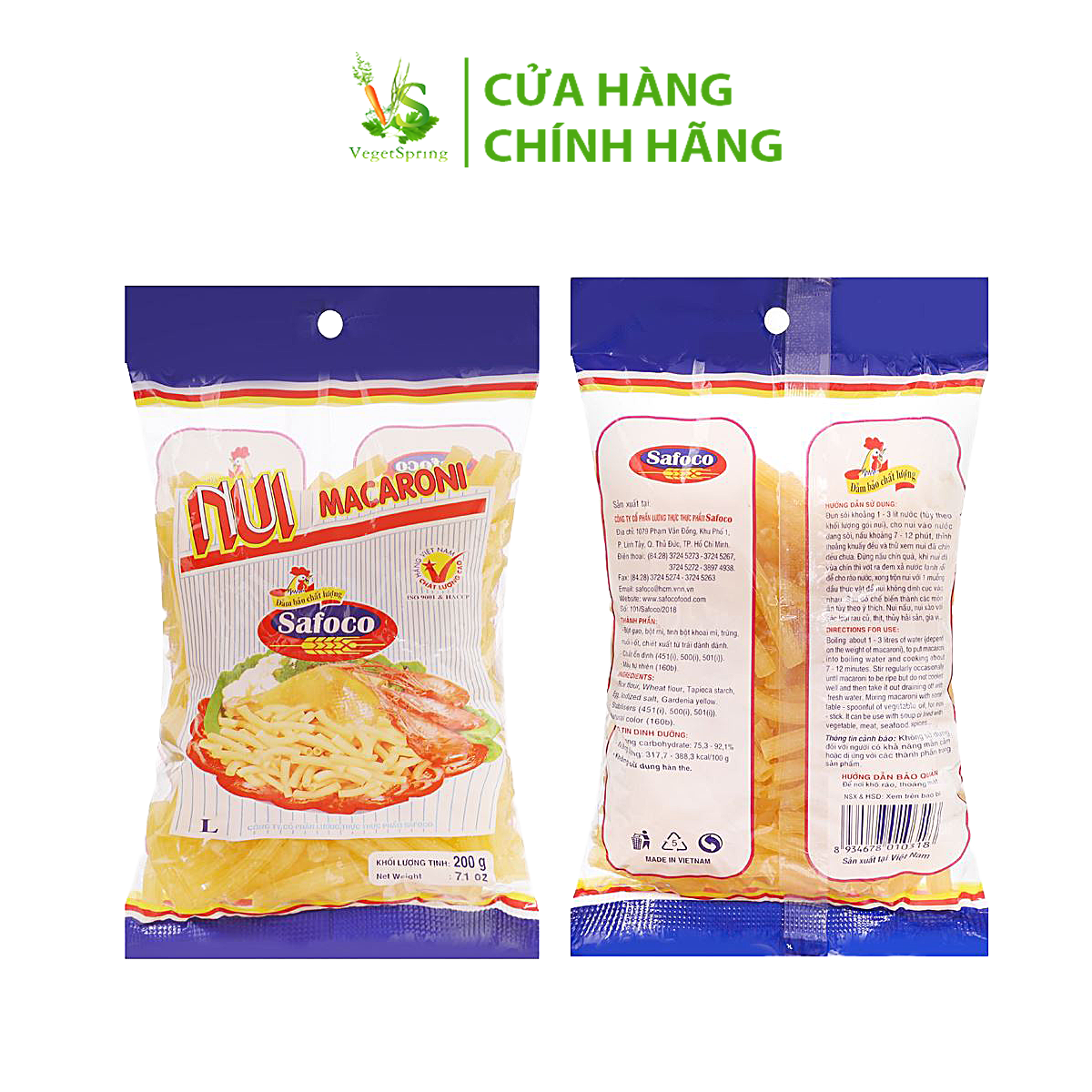 Nui Ống Safoco 200g/400g
